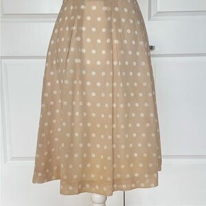 Ann Taylor Beige and White Polka Dot A-Line Skirt